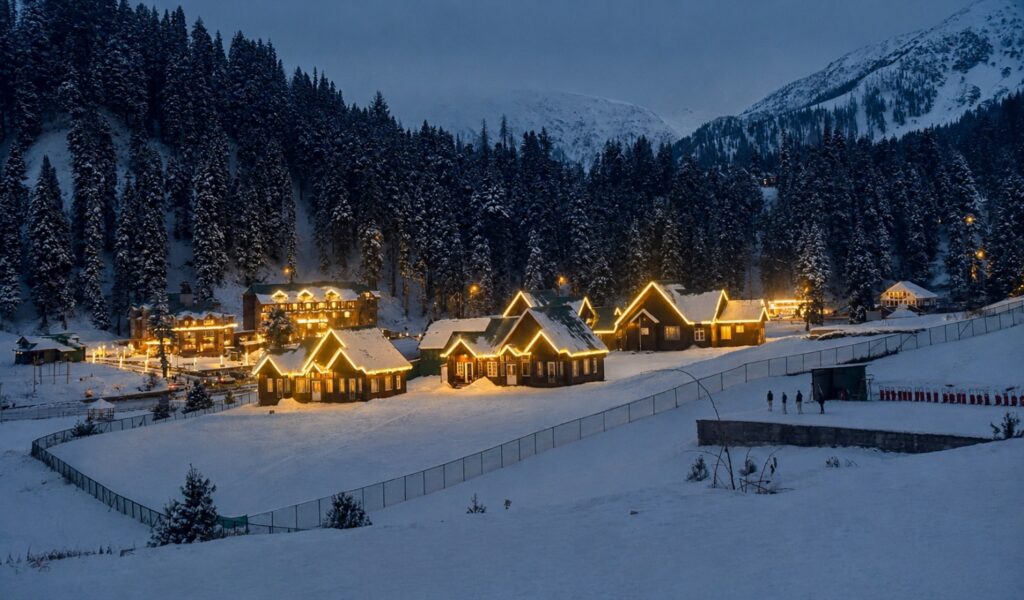 Snow covered landscape of Gulmarg ski resort