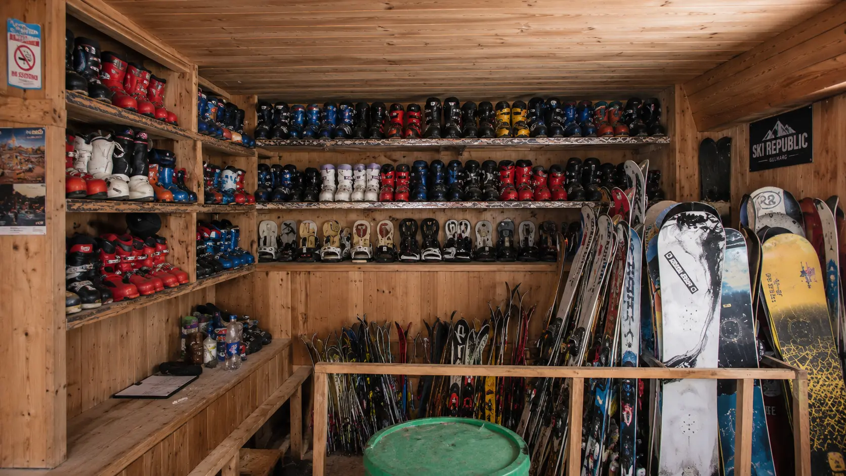 Ski rental equipment and ski shops on the snow in Gulmarg Kashmir