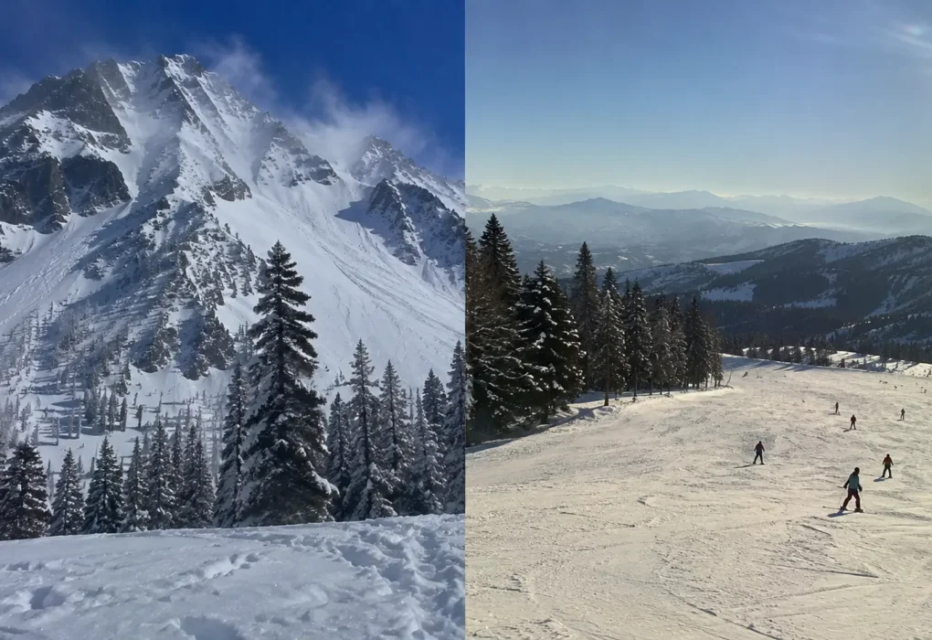 Side-by-side comparison of Gulmarg and Auli ski slopes