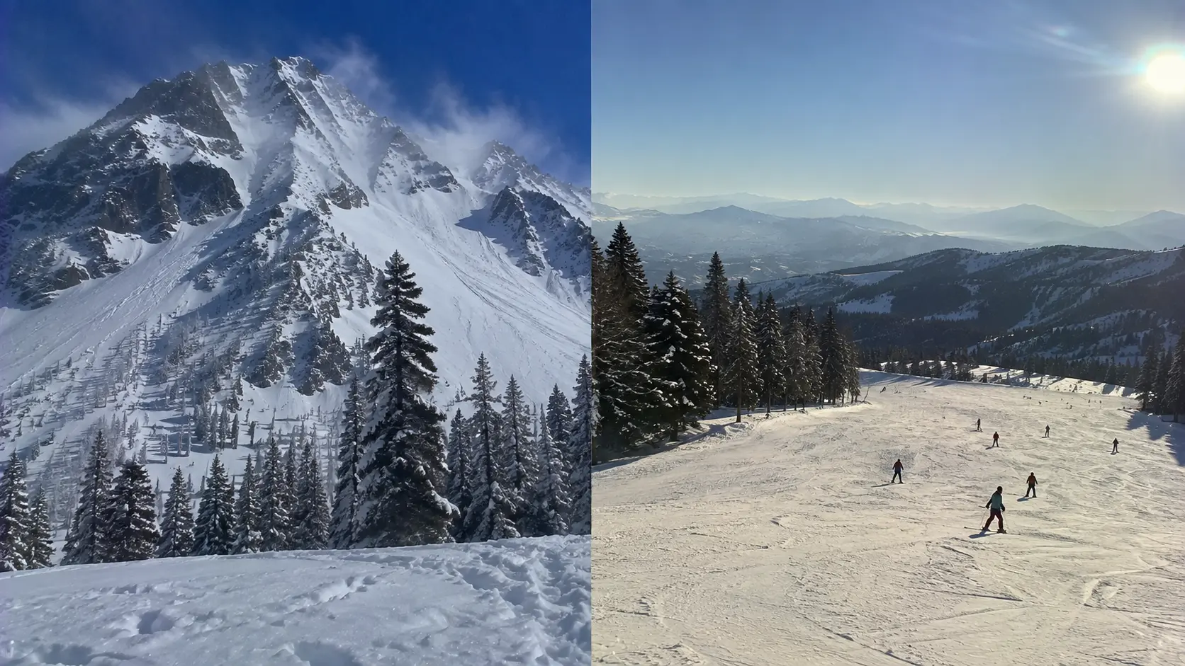 Side-by-side comparison of Gulmarg and Auli ski slopes