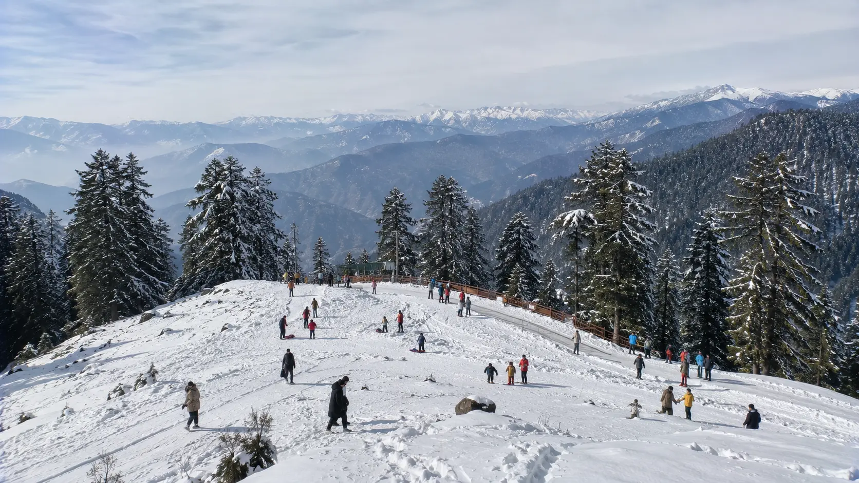Winter ski slopes at Mahasu Peak in Kufri near Shimla